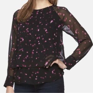 Apt. 9 Black Blouse with Pink Accents